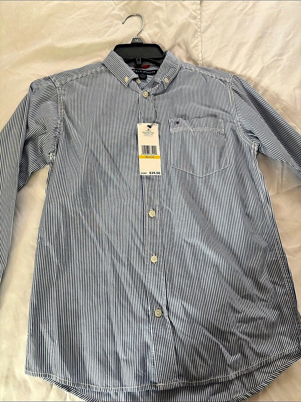 Tommy Hilfiger Boys Short Sleeve Core Strong Poplin Shirt Striped Button Down